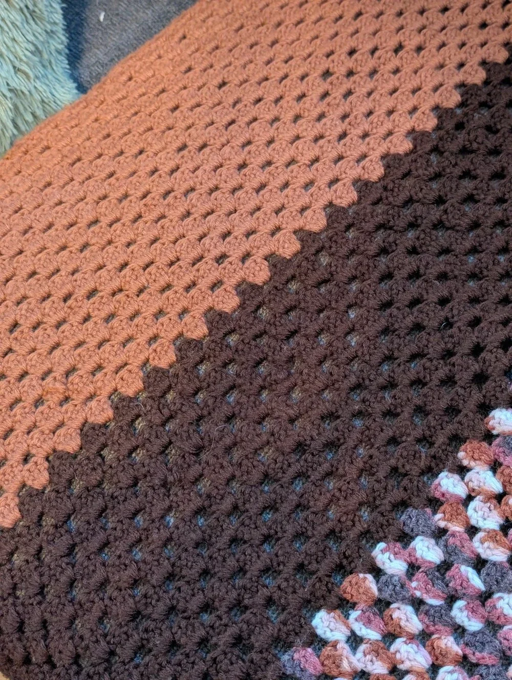 Handmade Crochet Granny‎ Square Afghan Throw Blanket Boho Cottagecore 66